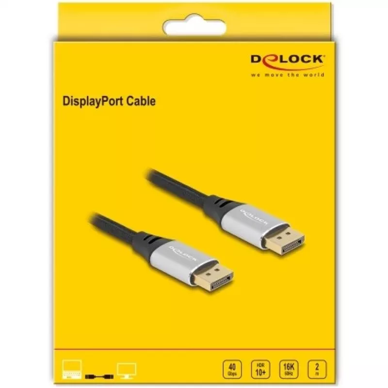 DeLOCK DisplayPort-Kabel 16K 60 Hz 2 m silber Metall