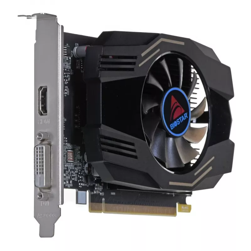 Grafikkarte BIOSTAR GeForce GT 1030 — 4 GB GDDR4, 64-bit, PCIe x16 4.0, Aktive Kühlung, DVI-D + HDMI