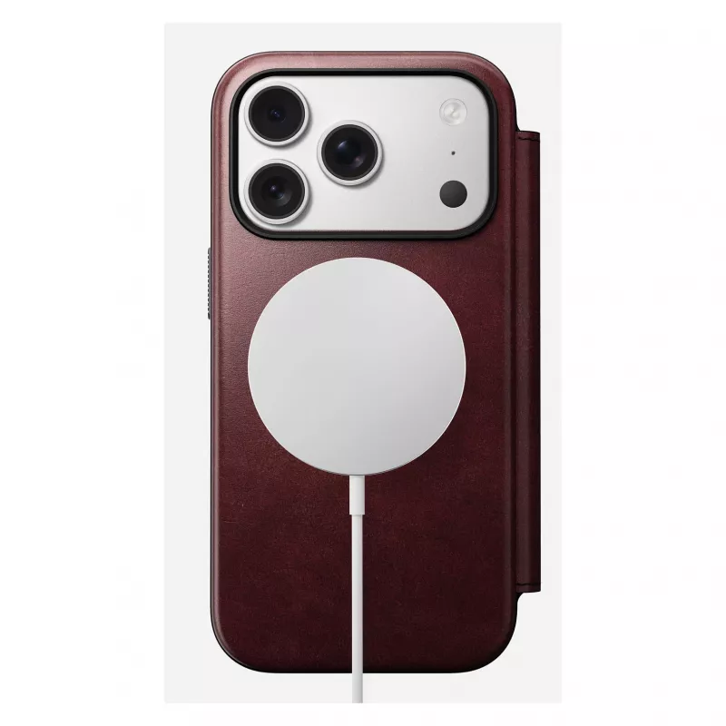 Handyhülle Nomad Modern Leather Folio für Apple iPhone 17 Pro, 6,3 Zoll (16 cm), Leder burgunderrot