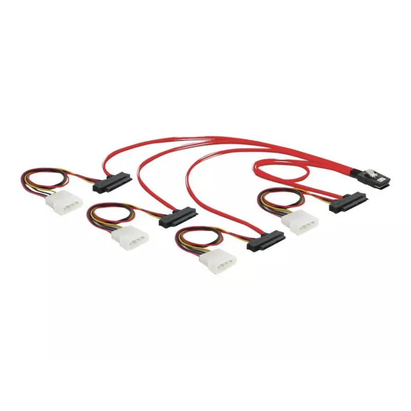 DeLOCK - Internes SAS-Kabel (Serial Attached SCSI) - 4-Lane - 36-polig 4i Mini MultiLane - Interne Stromversorgung, 4-polig, Internes SAS, 29-polig (SFF-8482) - 50 cm (83059)