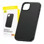 Hülle Baseus iPhone 15 Pro Max Fauxther Series Schwarz — schützende Hartschale, Finish aus Kunstleder
