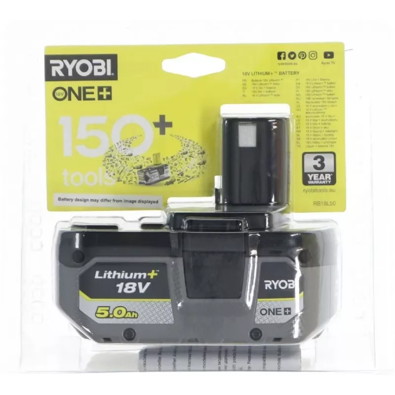 Ryobi 5133002433 RB 18L50 ONE+ 18V Akku 18 Volt 5,0 Ah Li-Ion