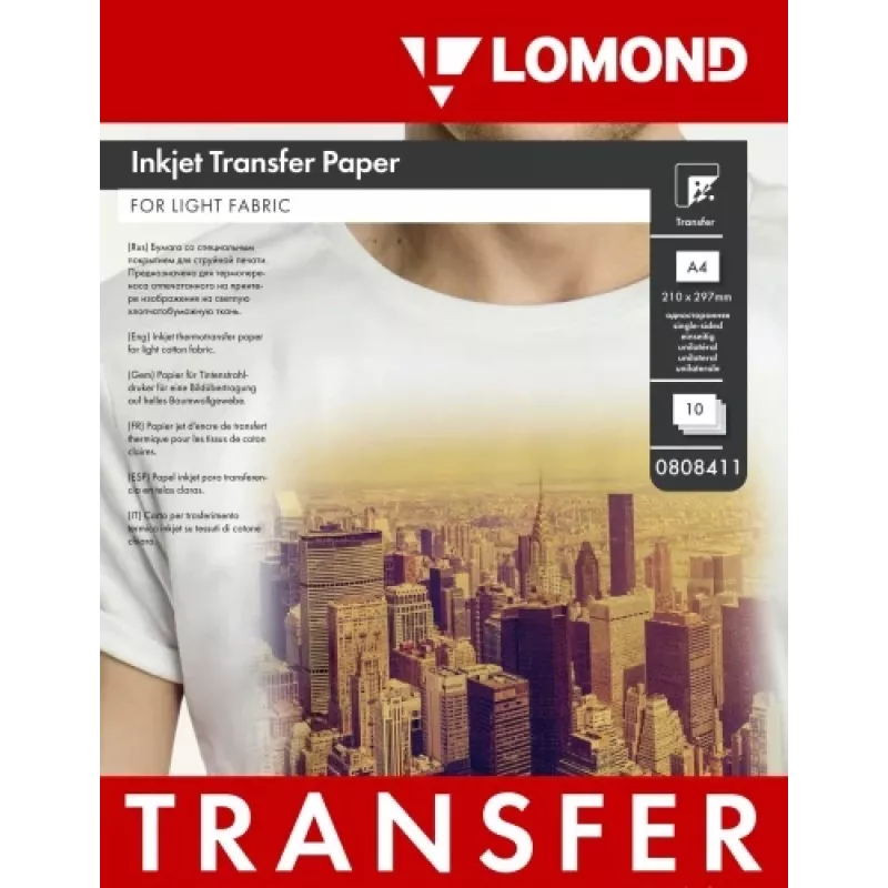 Lomond Thermotransfer-Tintenstrahlpapier A4, 10 Blatt, für helle Stoffe
