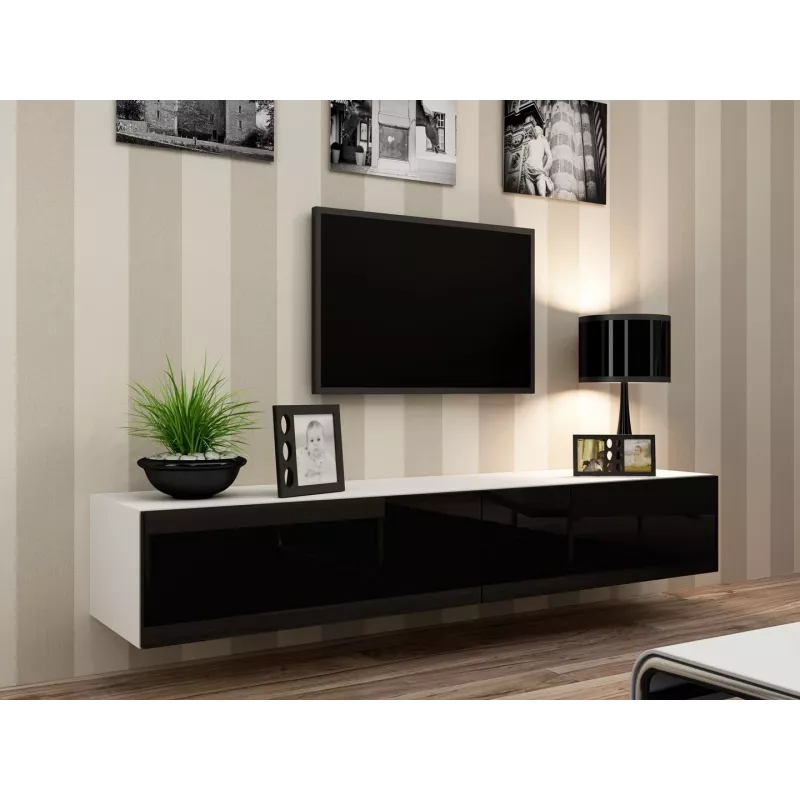 Cama Wohnzimmer-Schrankset VIGO 22 weiß/schwarz glänzend