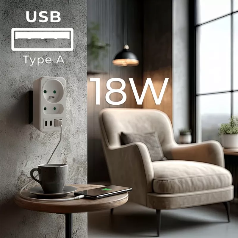 Power-Splitter MACLEAN MCE249 F/W – 2x Netzsteckdosen (16A + 6A) und 4x USB (2x A, 2x C PD 20W)