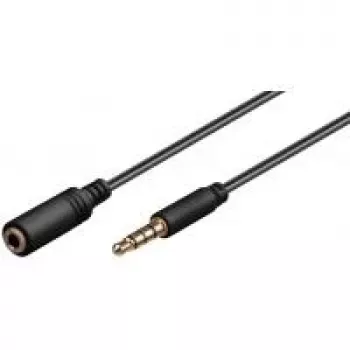 Wentronic Goobay 3,5-mm-Klinken-Verlängerungskabel, Schwarz, 0,5 m – Klinkenstecker 3,5 mm (4-polig, Stereo) > Klinkenbuchse 3,5 mm (4-polig, Stereo) (62476)