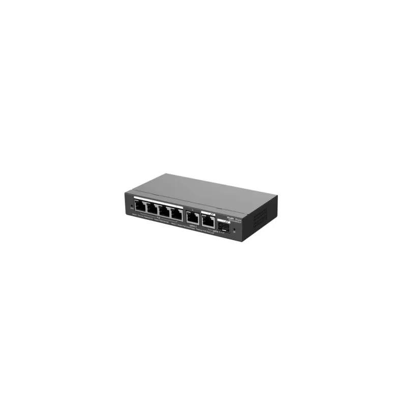 Managed PoE Switch RUIJIE RG-ES206GS-P — L2, 6x Gigabit RJ-45, 1x SFP, 4 PoE-Ports (54 W Budget), 12 Gbit/s, Cloud-verwaltet