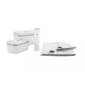 Vakuumierbox ZWILLING 36807-007-0, rechteckiger Kunststoff-Lebensmittelbehälter, 1,1 l & 2,3 l, luftdicht verschließbarer Deckel, abnehmbar, durchscheinend weiß
