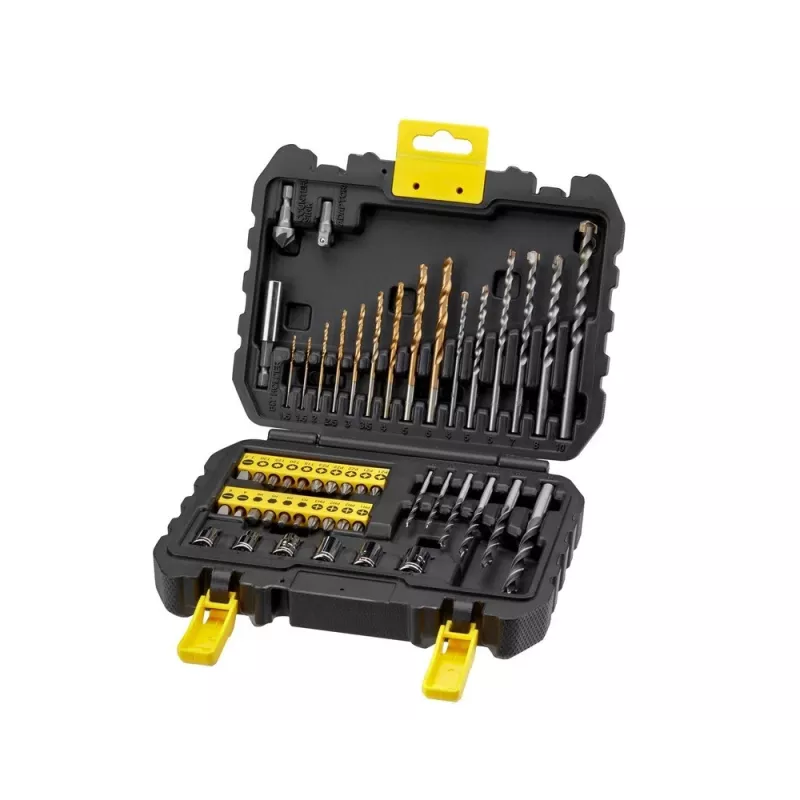 Handwerkzeug-Set STANLEY STA88546 — 50-teiliges Universal-Bohrer- und Werkstattset mit Koffer, geeignet für Holz