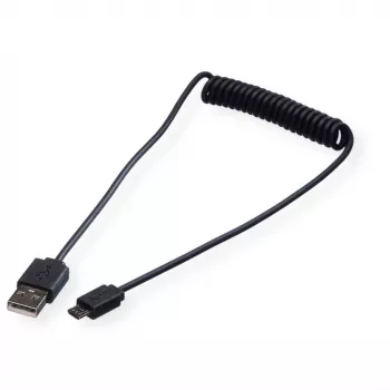 ROLINE USB 2.0 Spiral-Kabel - A - Micro B - ST/ST 1,0 m - Geschirmt - USB 2.0 Typ Micro B - 1 mm - Spiralkabel (11.02.8317)