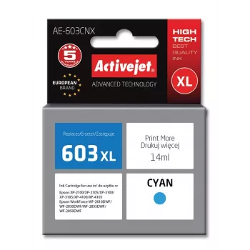 Activejet AE-603CNX Tinte (Ersatz für Epson 603XL T03A24; Supreme; 14 ml; Cyan)