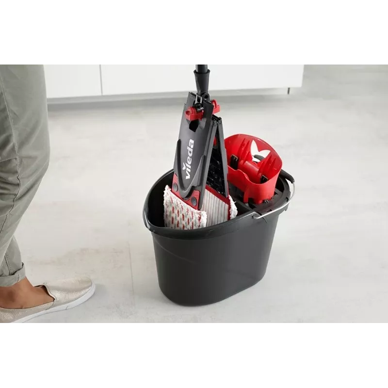 VILEDA Wischmopp Ultramax XL Box — waschbarer Mikrofaser-360°-Drehkopf, faltbar, für Hartböden