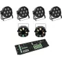 LED-Bodenset EUROLITE SLS-7 HCL 4x + LED FE-700 2x mit DMX Color Chief Controller
