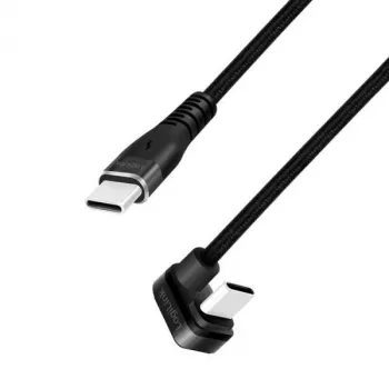 LOGILINK CU0190 Kabel USB 2.0 Typ-C C/M abgewinkelt auf USB-C/M Aluminium Schwarz 1m