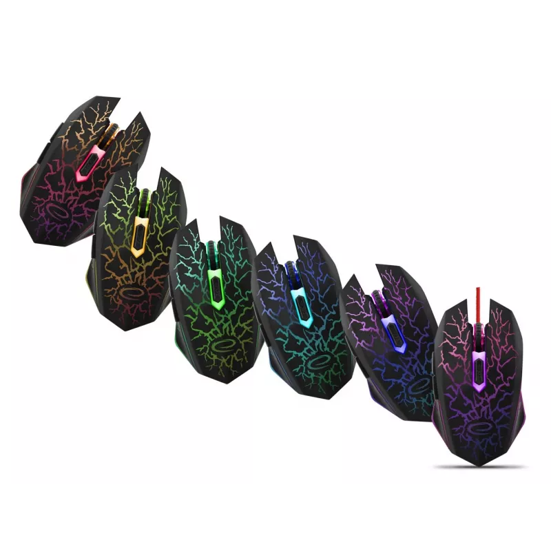 Esperanza MX211 LIGHTNING - Maus - USB - Hiiri - Optisch - 6 Tasten - Schwarz