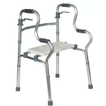 Rehabilitations-Gehtrainer REHA FUND RF-133 3in1, Aluminium/Stahl-Rahmen, verstellbare Höhe 81–99 cm, 2 Räder, Sitz, max. Belastung 100 kg