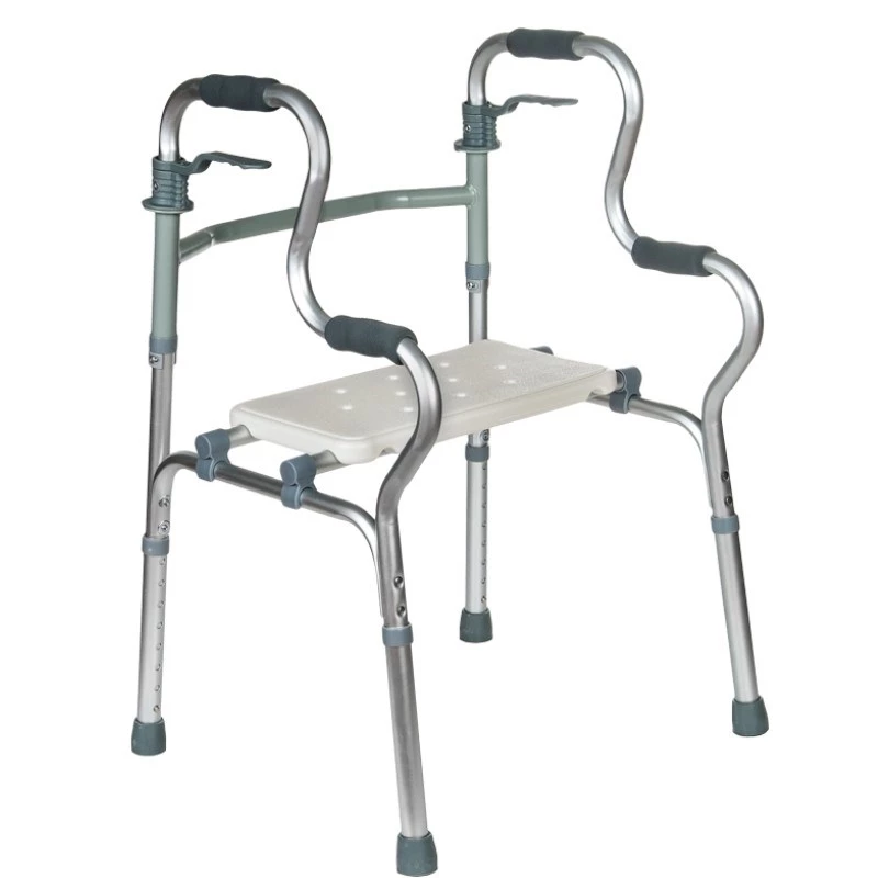 Rehabilitations-Gehtrainer REHA FUND RF-133 3in1, Aluminium/Stahl-Rahmen, verstellbare Höhe 81–99 cm, 2 Räder, Sitz, max. Belastung 100 kg