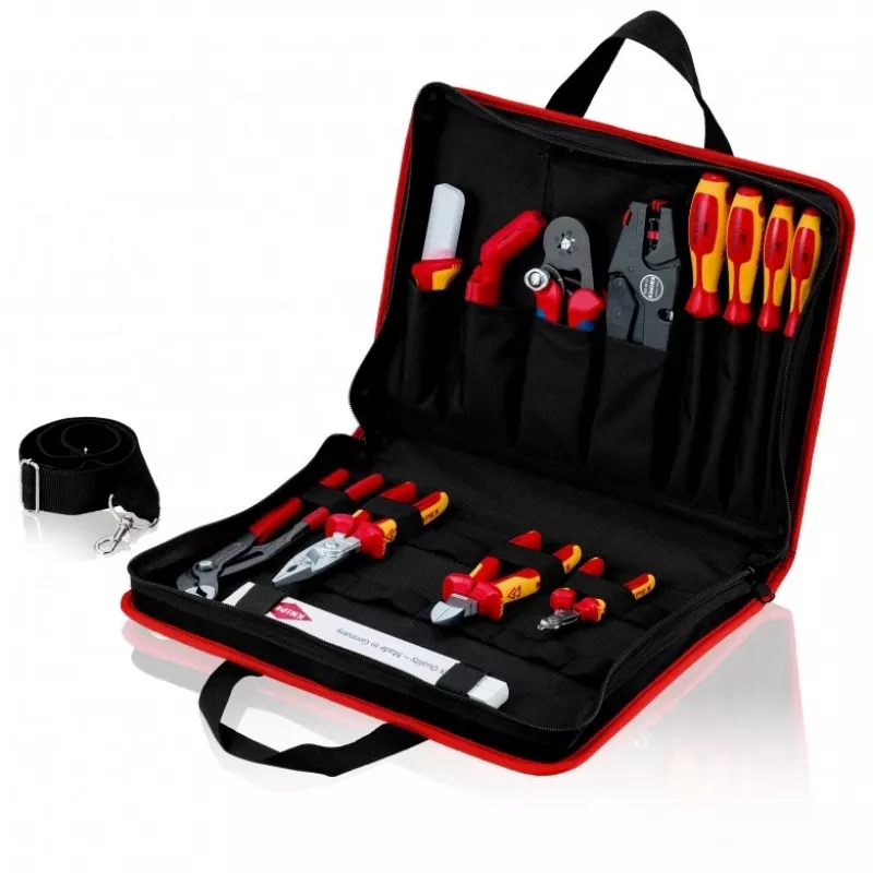 Knipex Werkzeugtasche compact Electric - Schwarz - Rot - Polyester - 8 Taschen - 410 mm - 290 mm - 60 mm (00 21 11)