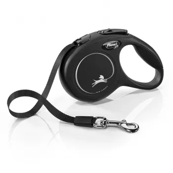 Rollleine Flexi New Classic Cat XS 3 m — Schnurleine für kleine Haustiere, schwarz, max. Belastung 8 kg