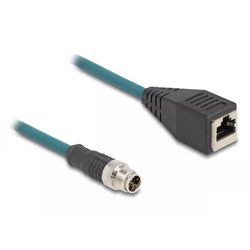 DeLOCK M12 Adapterkabel X-kodiert 8 Pin Stecker auf RJ45 Buchse 50 cm