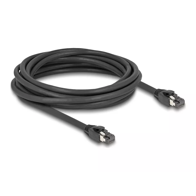 Delock - Netzwerkkabel - RJ-45 (M) zu RJ-45 (M) - 5,0 m - 7,5 mm - S/FTP - CAT 8.1 - halogenfrei, rastnasengeschützt, bis zu 40 Gbit/s Datenübertragungsrate - Schwarz (80236)