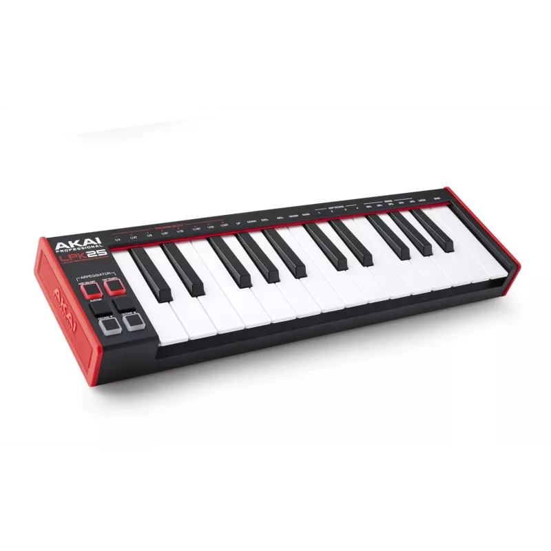 AKAI LPK25 MKII 25-Tasten USB-Mini-MIDI-Tastatur – Oktavverschiebung, Arpeggiator, 6 Tasten, Rot
