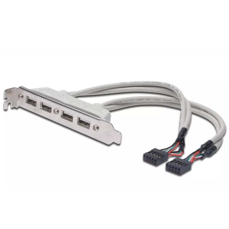 Slotblechkabel USB 2.0 HighSpeed Typ 2xIDC (5pin)/4xUSB A M/F grau 0,25 m