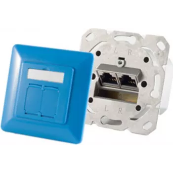 Steckdosen-Einsatz 2 x RJ-45 ShiverPeaks 74280-B — Cat6a, 500 MHz, blau, Metallgehäuse