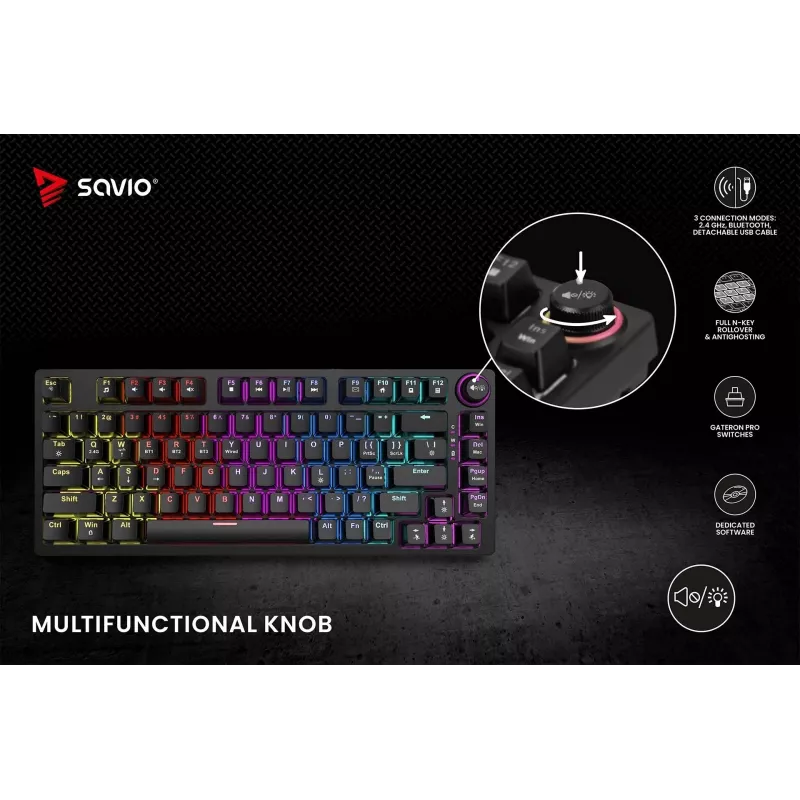Savio Phenix SAVGK-RED Gaming-Tastatur USB RF Wireless Bluetooth QWERTY