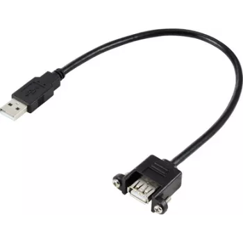 Renkforce USB-Kabel USB 2.0 USB-A-Stecker, USB-A-Buchse 0,25 m Schwarz für Installation, schraubbar RF-5720402 (RF-5720402)