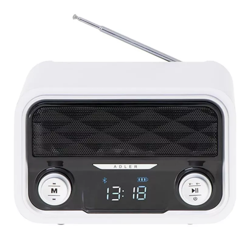 Tragbares Radio Adler AD 1185 – FM, Bluetooth 4.0, MP3, SD-Karte, AUX, 1800 mAh Akku, LCD-Anzeige, Micro-USB-Ladung