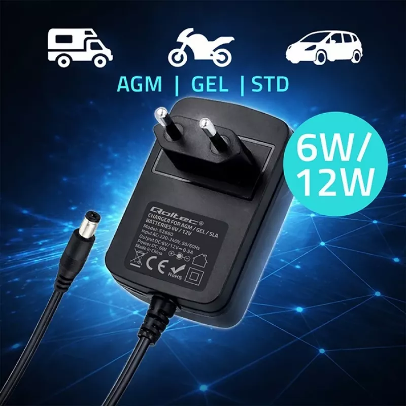 Batterieladegerät QOLTEC Modell 52660 — 6V/12V, 6W Ladegerät