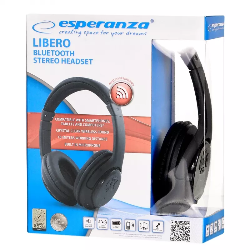 Esperanza Libero EH163K Kopfhörer kabellos Bügel Musik Mini-USB Bluetooth Schwarz