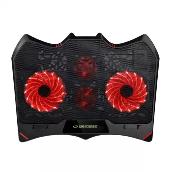 Laptop-Kühlpad ESPERANZA EGC102 – 4 Lüfter, USB-betrieben, 2 Höhenpositionen, schwarz, 415×305×27 mm