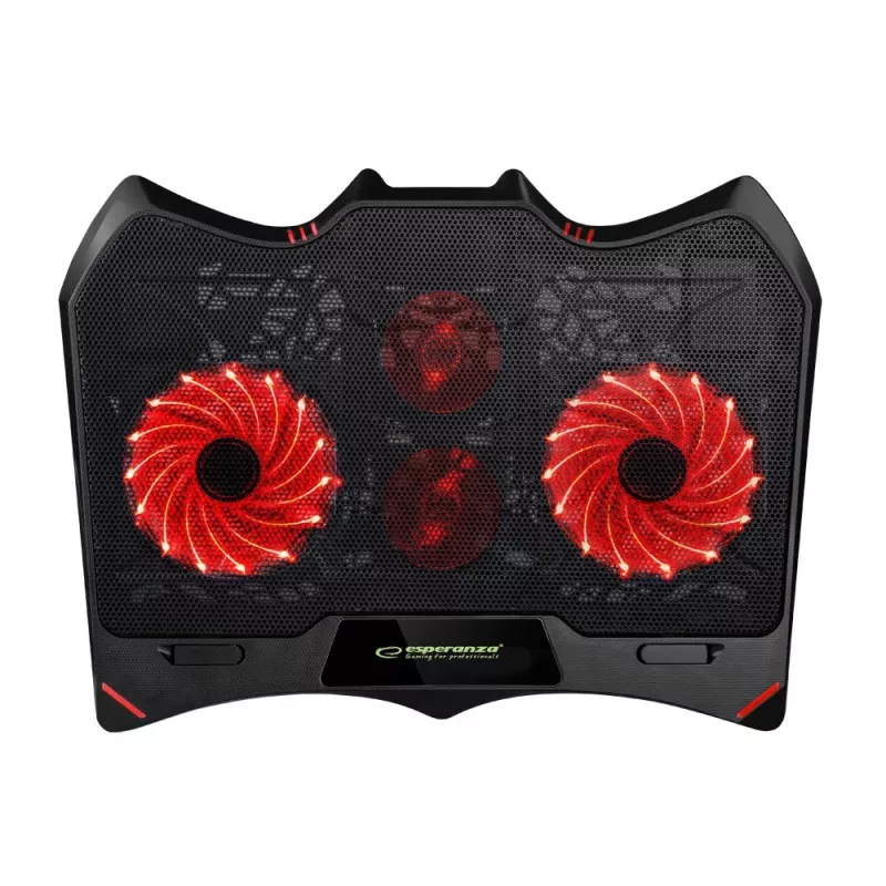 Laptop-Kühlpad ESPERANZA EGC102 – 4 Lüfter, USB-betrieben, 2 Höhenpositionen, schwarz, 415×305×27 mm