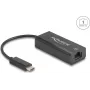 Netzwerkadapter DELOCK 64306 USB Type-C auf Ethernet 100 Mbit/s, kabelgebunden, schwarz