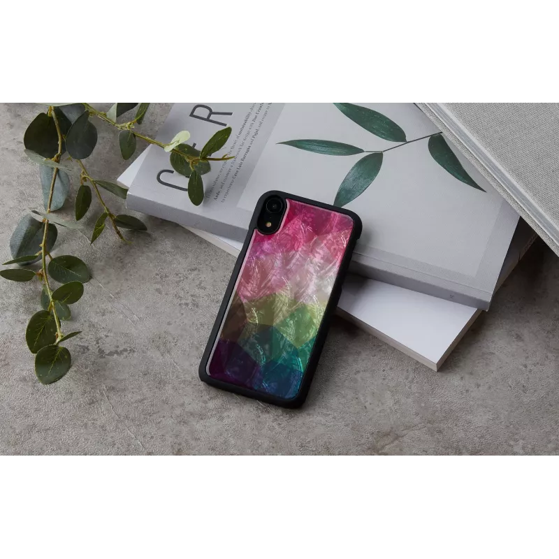 Smartphone-Hülle iKins für iPhone XR — Wasserblumen-Design, schwarz