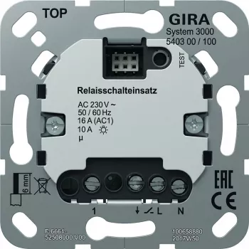 Relais Schalteinsatz Gira System 3000 540300 — Schalteinsatz für Beleuchtung und Lasten