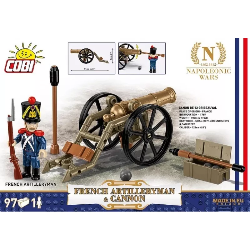 Französischer Artillerist mit Kanone Bausteinset, 97 Teile
