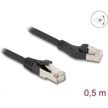 Netzwerkkabel DeLOCK RJ45 Cat.8.1 Stecker 45° links 0,5 m Schwarz
