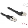 Netzwerkkabel DeLOCK RJ45 Cat.8.1 Stecker 45° links 0,5 m Schwarz
