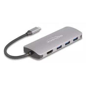 USB-C-Hub DELOCK 64323 — USB 3.2 Gen 2 Type-C-Host, HDMI + 2× USB-A + 2× USB-C, 10 Gbit/s, grau