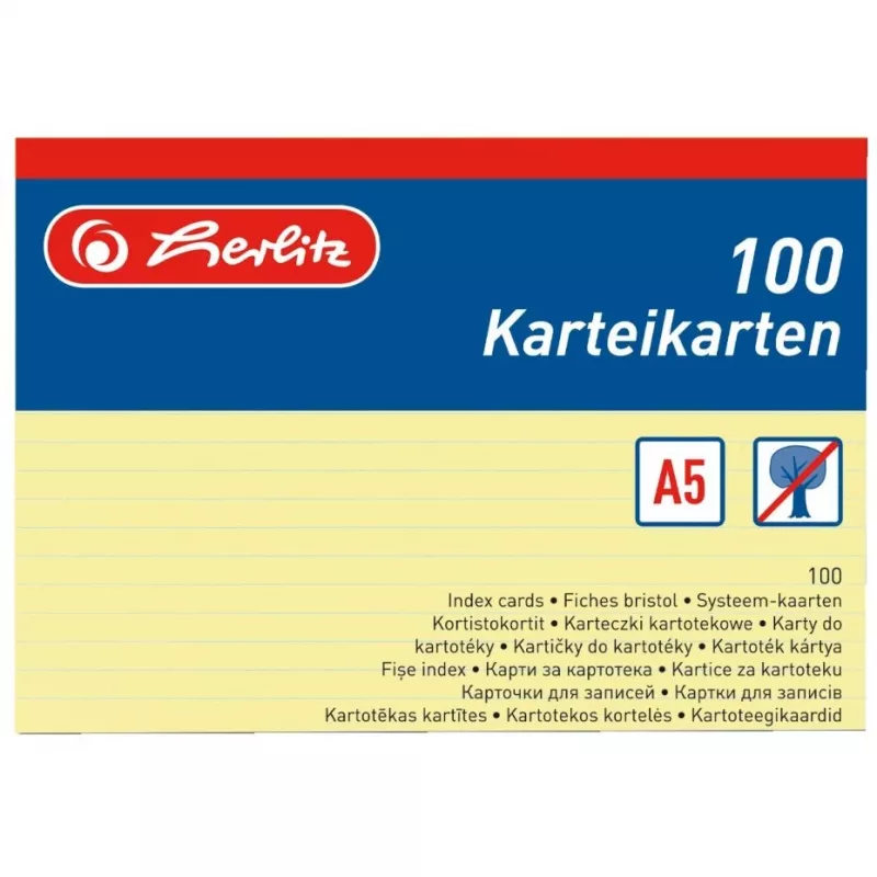 Karteikarte Herlitz 1150515 Gelb 1 Stück