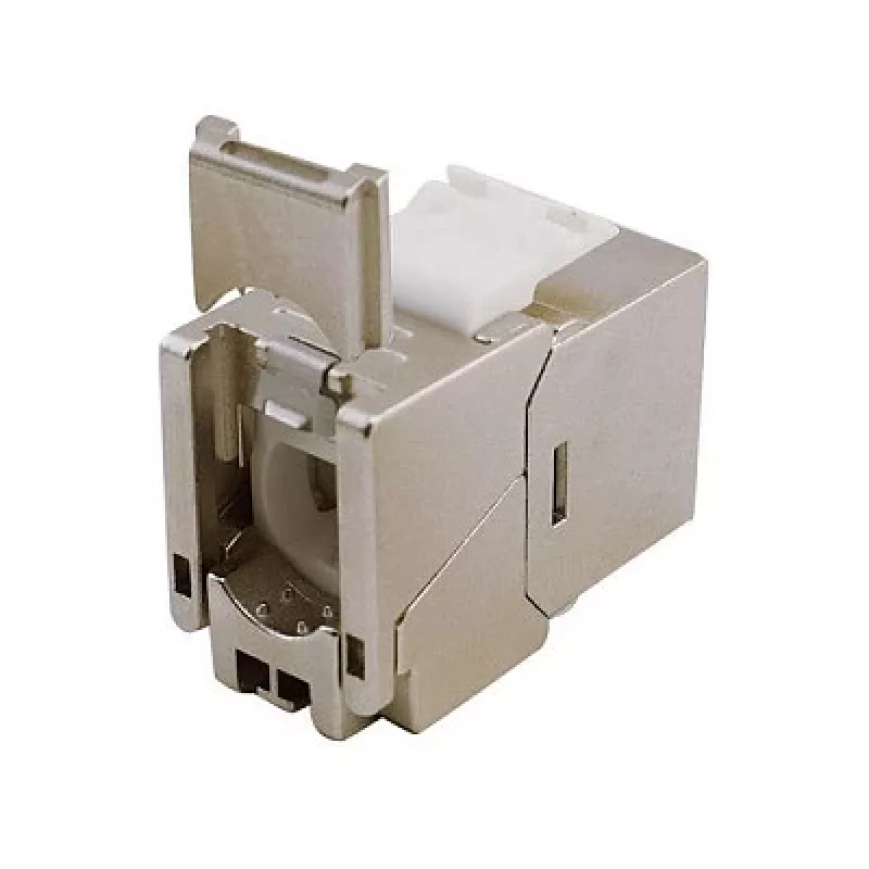 Geschirmter Cat.6A schlank Keystone Jack, EQUIP 767223, werkzeugfrei, RJ-45, flach, Silber, 8 Stück