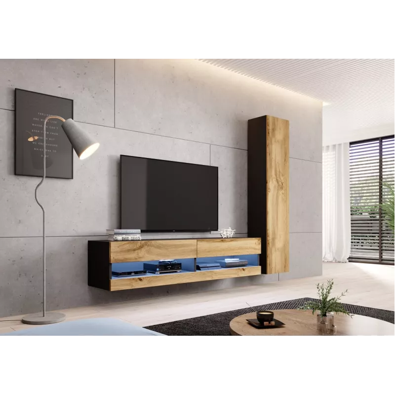 Cama geschlossen Schrank VIGO '180' 180/40/30 schwarz/Wotan-Eiche