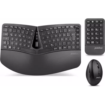 Perixx PERIDUO-606A Tastatur Maus inklusive RF Wireless Deutsch Schwarz (PERIDUO-606A DE)