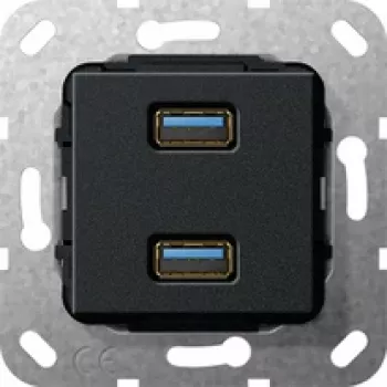 GIRA-Einsatz USB 568410 3,0 A 2-fach Kup schwarz m (568410)