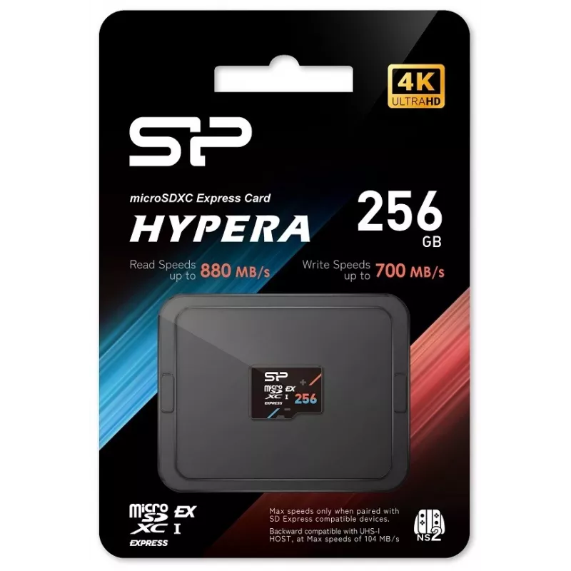 microSDXC-Speicherkarte Silicon Power Hypera 256 GB — Class 10, UHS-I U3, V30, A1, Lesen 880 MB/s, Schreiben 700 MB/s