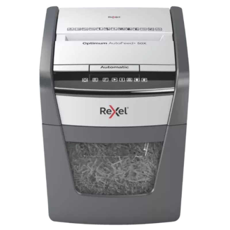 Rexel Optimum AutoFeed+ 50X Aktenvernichter mit automatischer Zufuhr, Partikelschnitt, P4