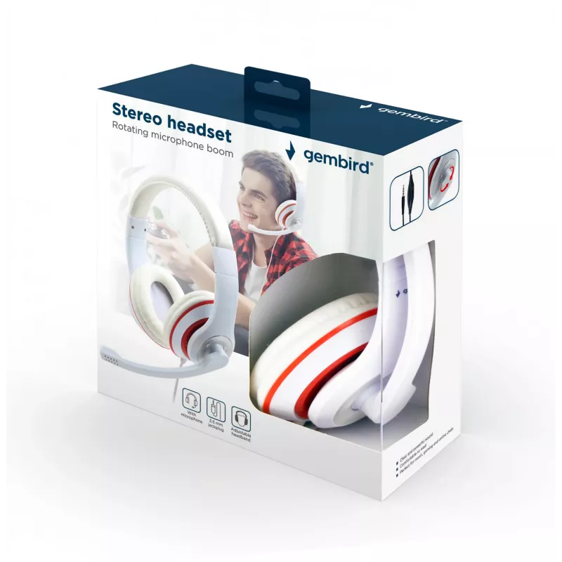 HEADSET STEREO WHITE/MHS-03-WTRD GEMBIRD